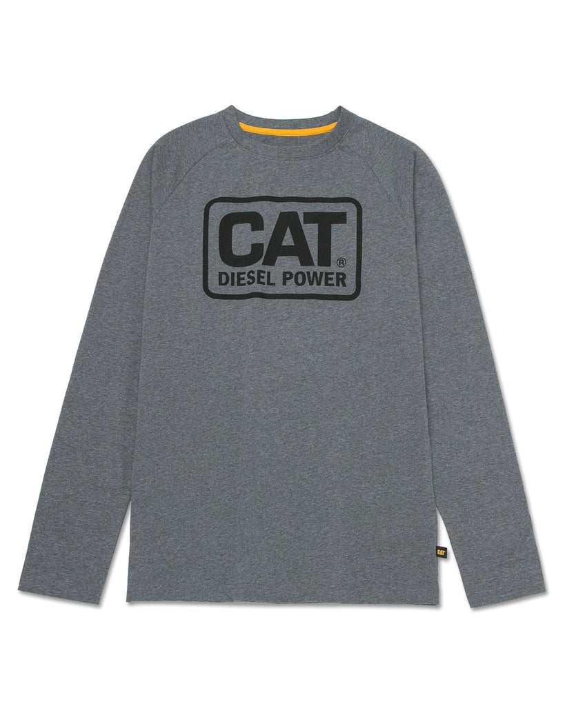 CAT Workwear Men's CAT Diesel Power Long Sleeve T-Shirt Dark Heather Grey Front