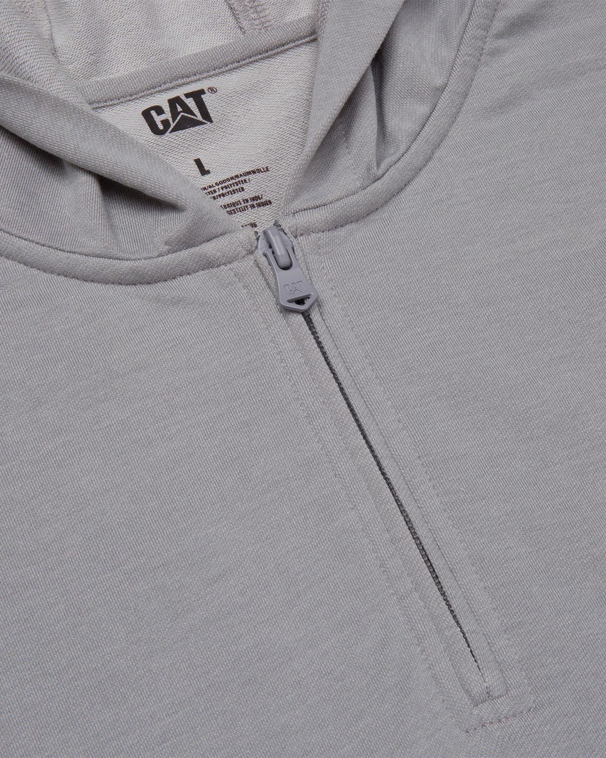 CAT WORKWEAR Men's Cooling Quarter Zip Hoodie Heather Grey zipper