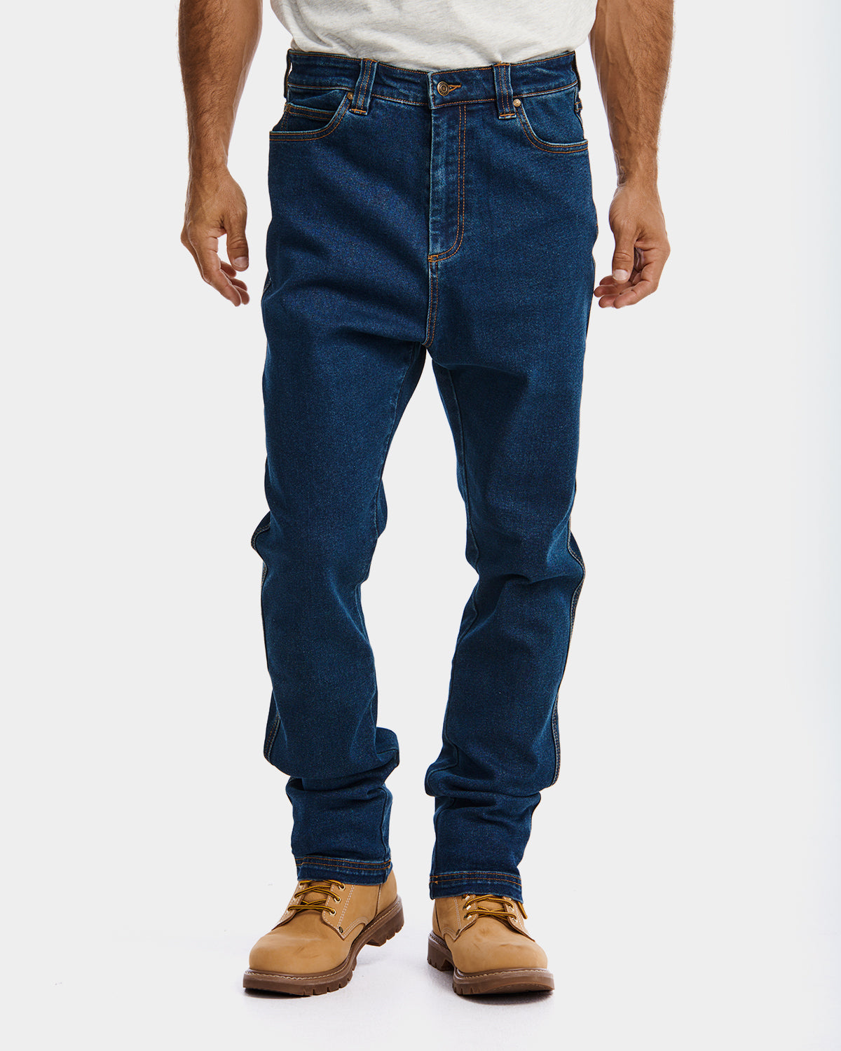 Cat Workwear MEN'S D1 STRAIGHT LEG JEAN Dark Stone on model Front, color:Dark Stone