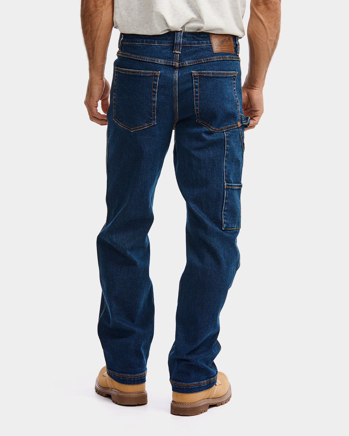 Cat Workwear MEN'S D2 RELAXED CARPENTER JEAN Dark Stone on model back