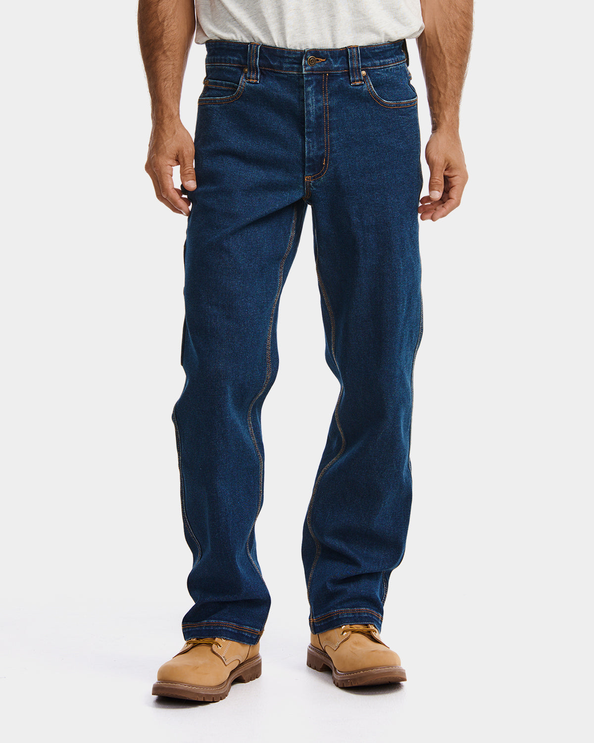 Cat Workwear MEN'S D2 RELAXED CARPENTER JEAN Dark Stone on model front