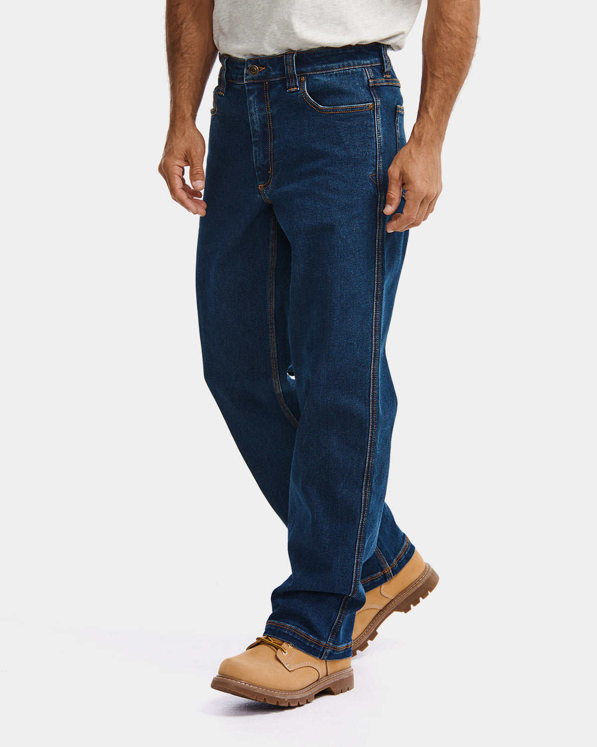 Cat Workwear MEN'S D2 RELAXED CARPENTER JEAN Dark Stone on model left side