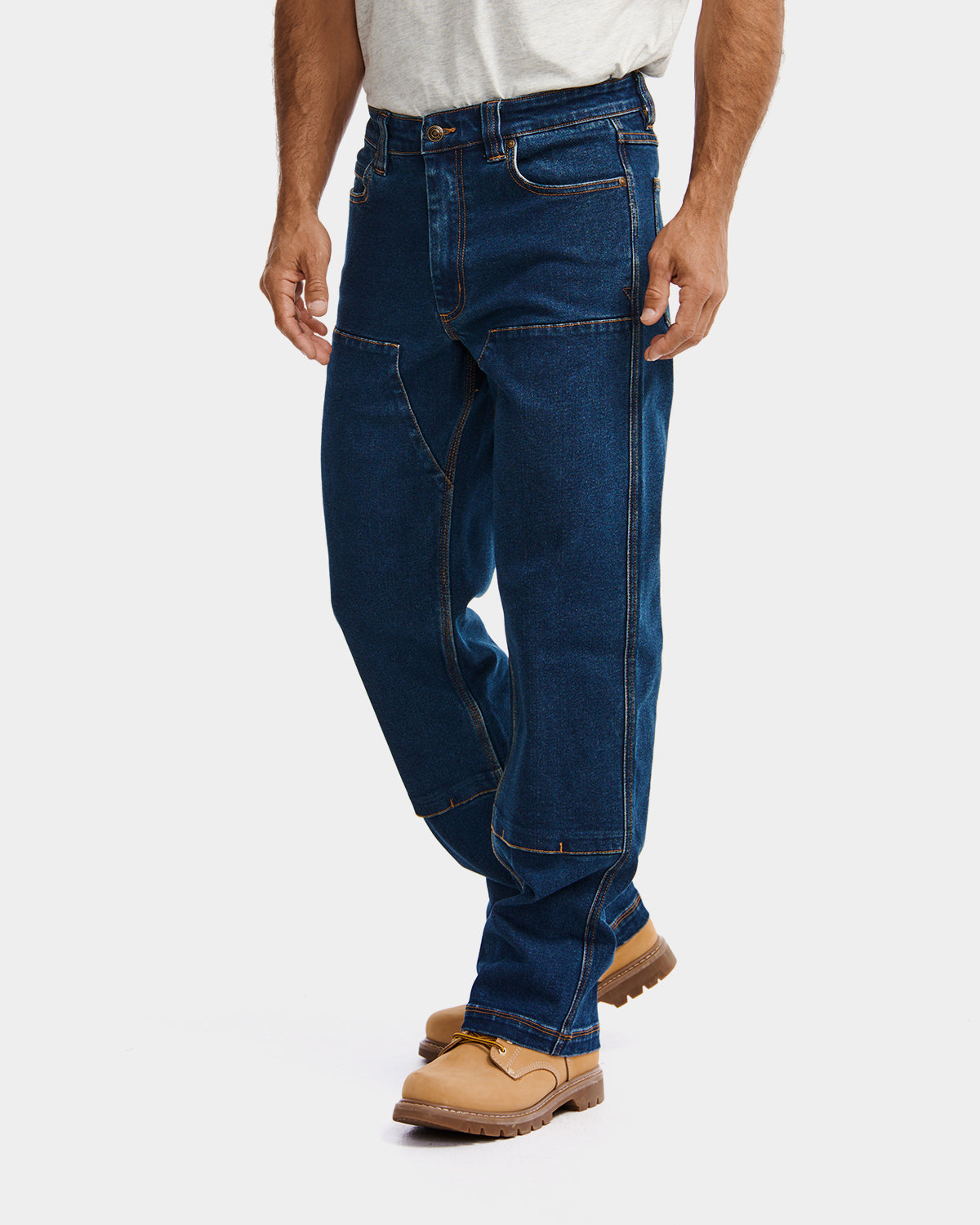 Cat Workwear MEN'S D3 DOUBLE FRONT CARPENTER JEAN Dark Stone on model left side