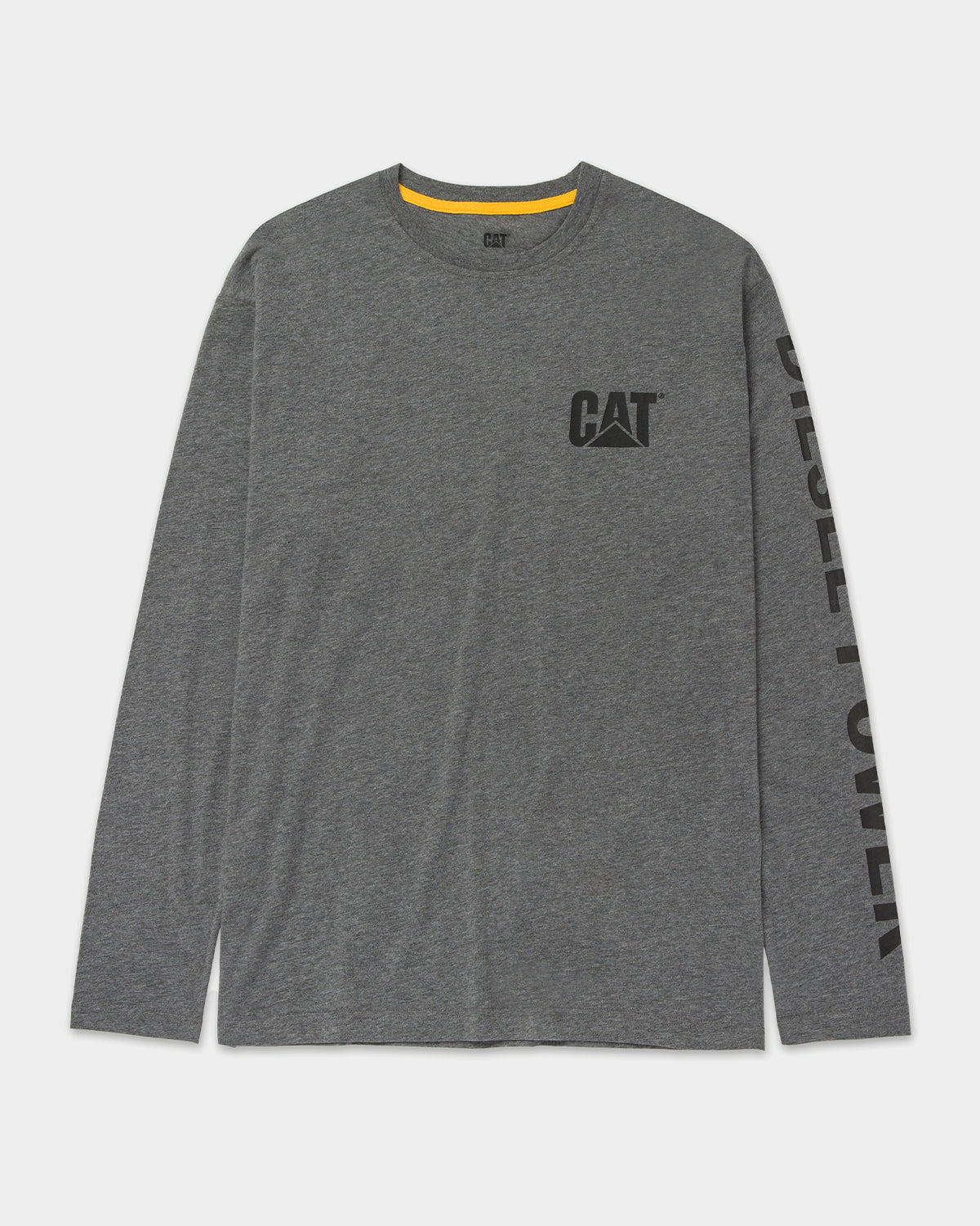 CAT Workwear Men's Diesel Power Long Sleeve T-Shirt Dark Heather Grey Front