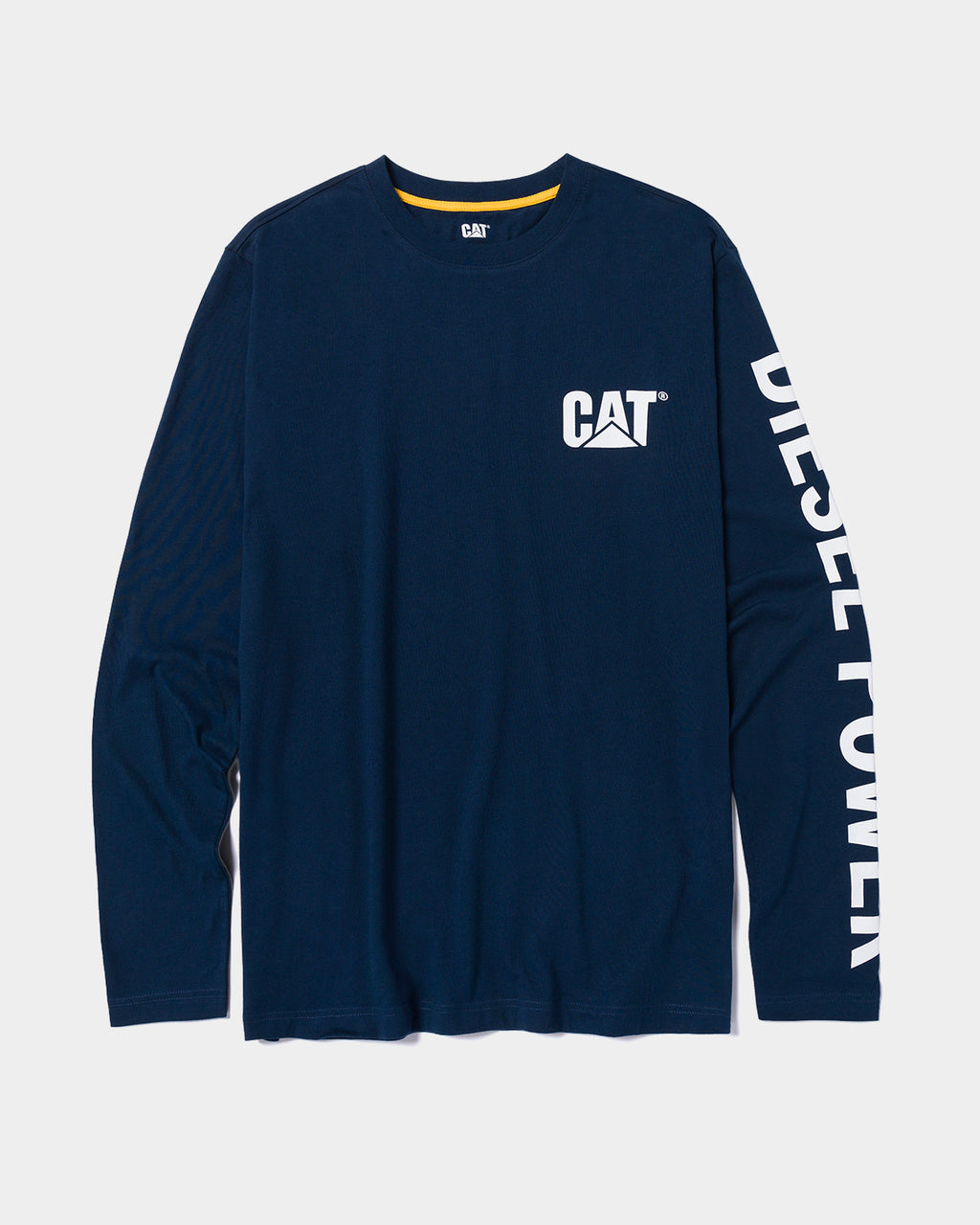 Cat Workwear Men's Diesel Power Long Sleeve Tee Detroit Blue Front,color:Detroit Blue