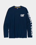 Cat Workwear Men's Diesel Power Long Sleeve Tee Detroit Blue Front,color:Detroit Blue