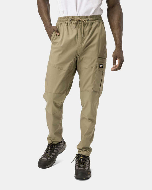 Cat Workwear Men's Dynamic Work Pant Khaki on model Front, color:Khaki