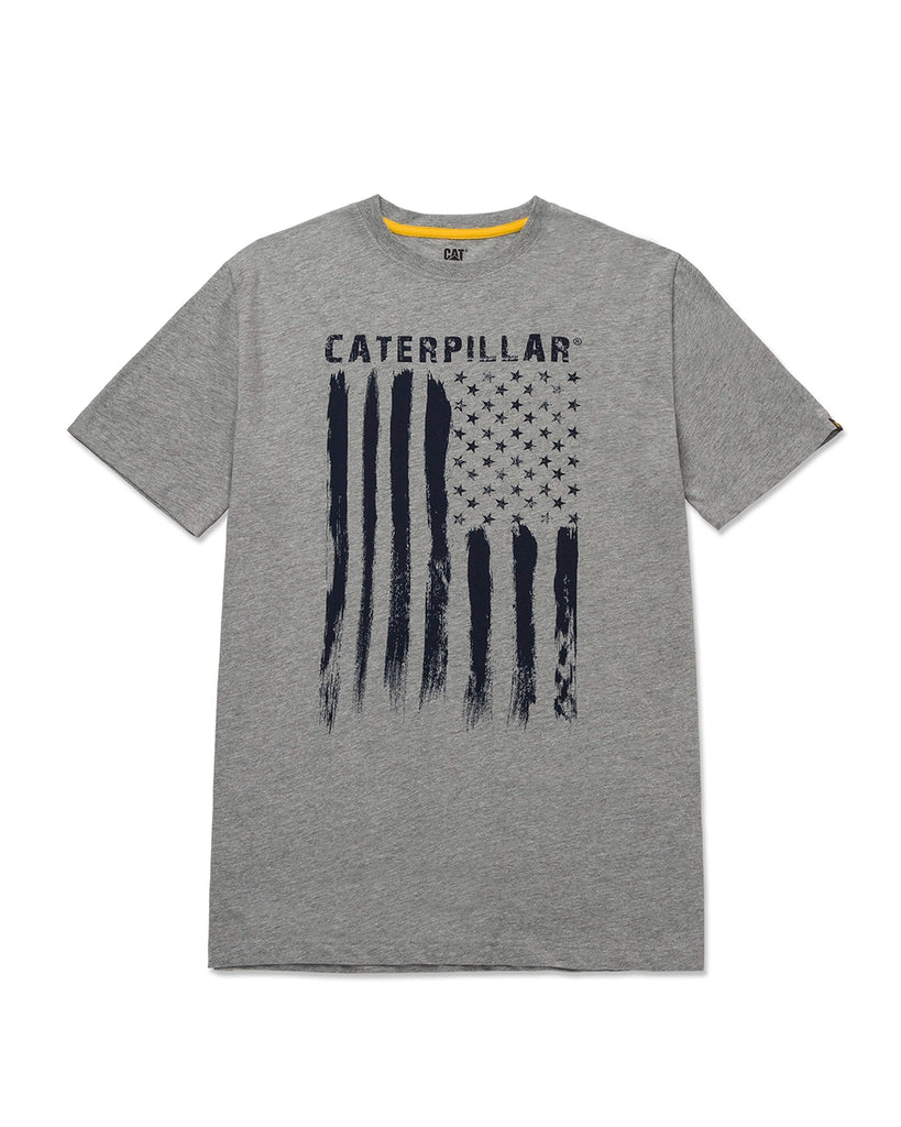 CAT Workwear Men's Flag Graphic T-Shirt Heather Grey Front
