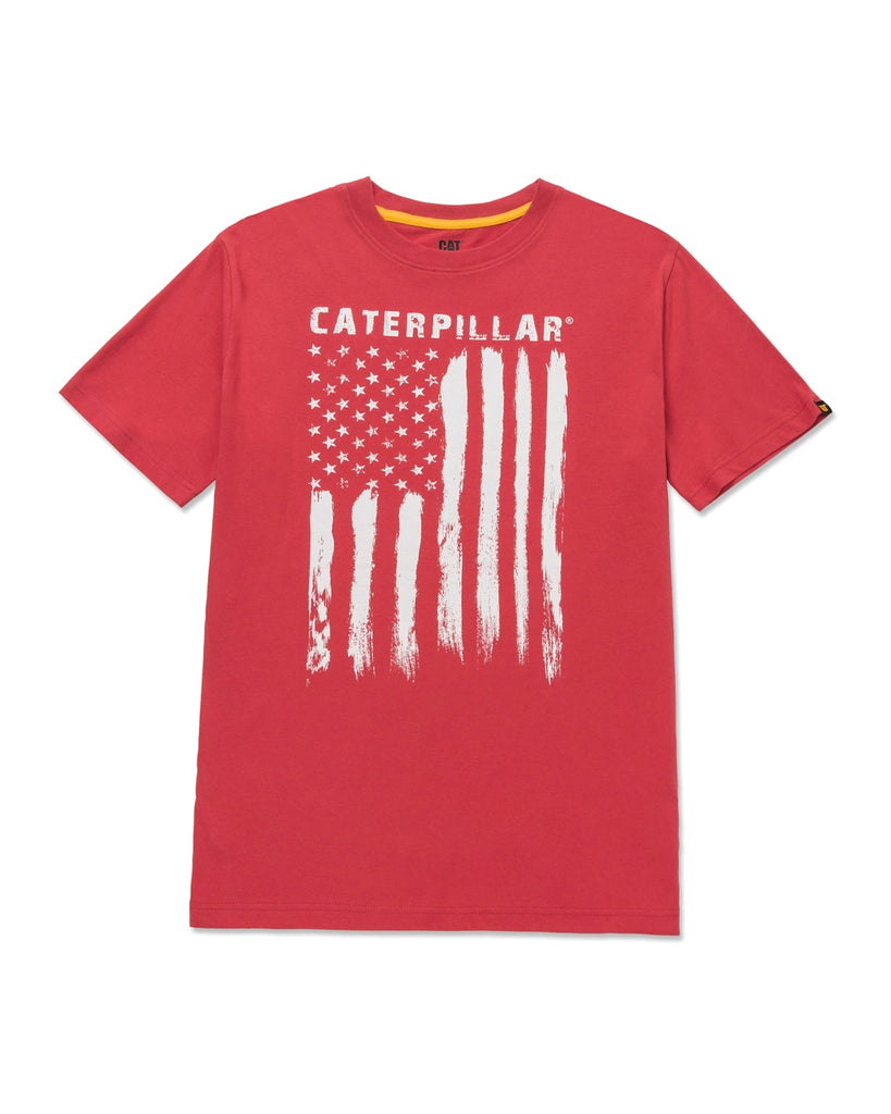 CAT Workwear Men's Flag Graphic T-Shirt Mineral Red Front