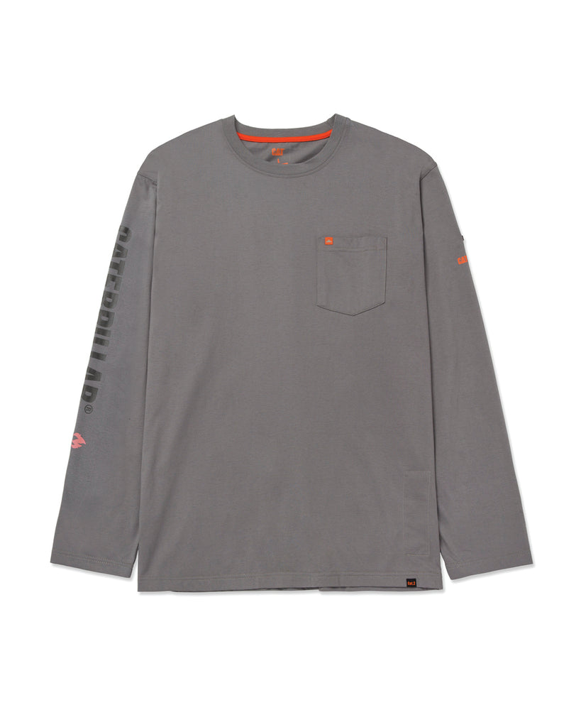 Cat workwear men's flame resistant lightweight banner long sleeve t-shirt grey front