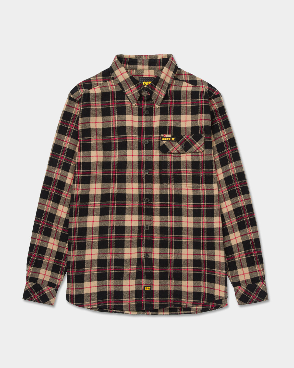 Cat Workwear MEN'S FLANNEL SHIRT Red Khaki Front