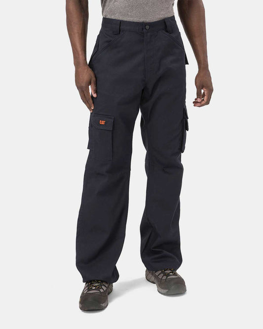 Cat Workwear Men's FR Cargo Pant Navy on model Front, color:Navy