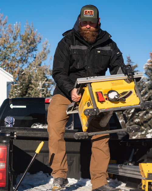Cat Workwear Men's Heavy Insulated Jacket Field Table Saw,color:Black