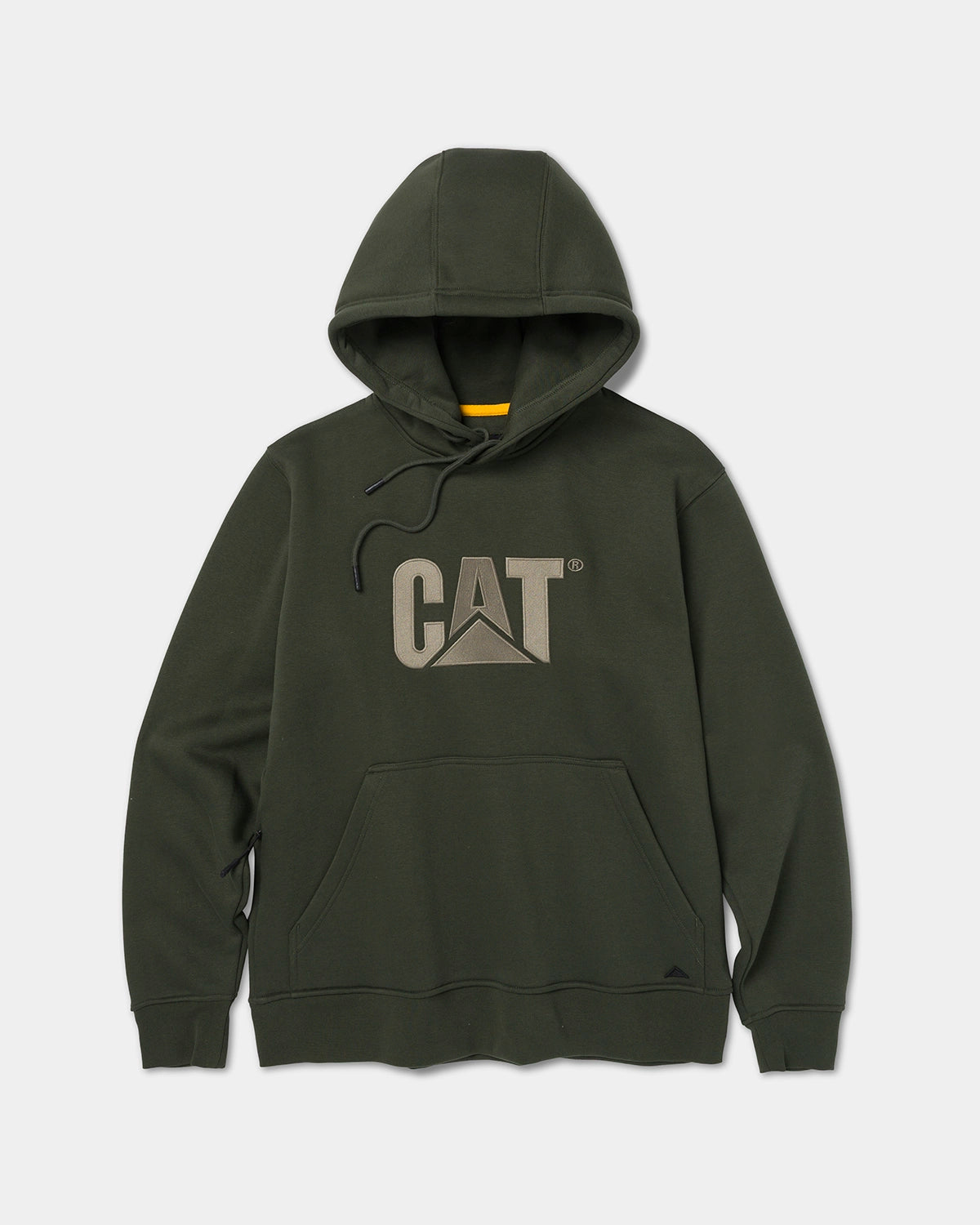 CAT workwear men's heavyweight trademark hoodie forest green front