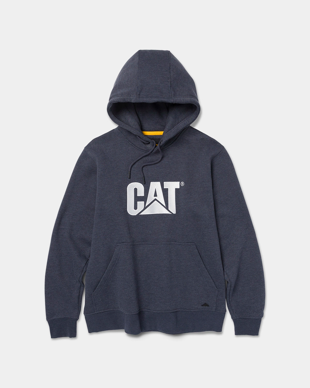 CAT workwear men's heavyweight trademark hoodie navy heather front
