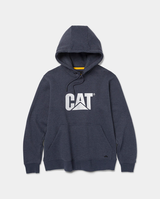 CAT workwear men's heavyweight trademark hoodie navy heather front