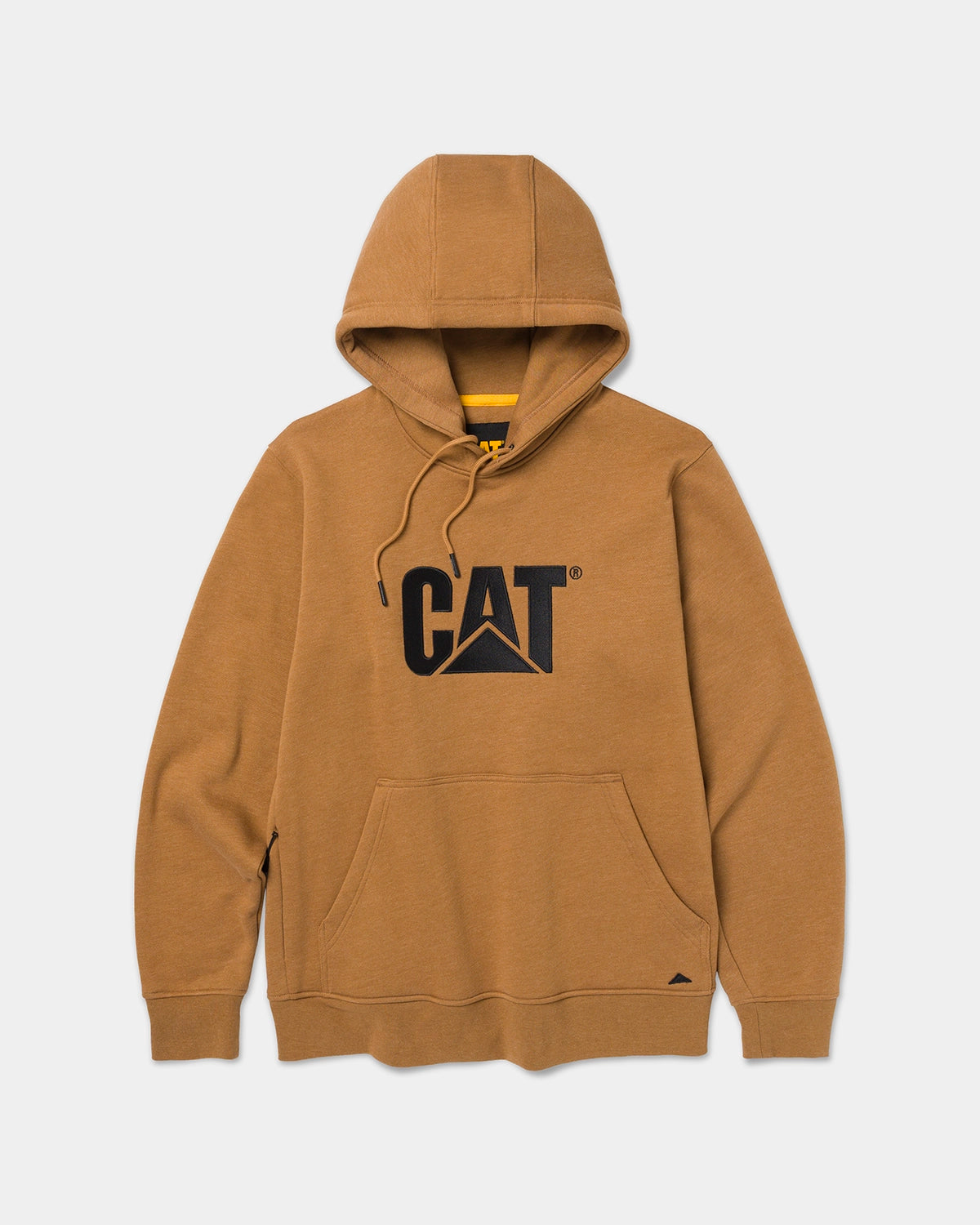 CAT workwear men's heavyweight trademark hoodie bronze front