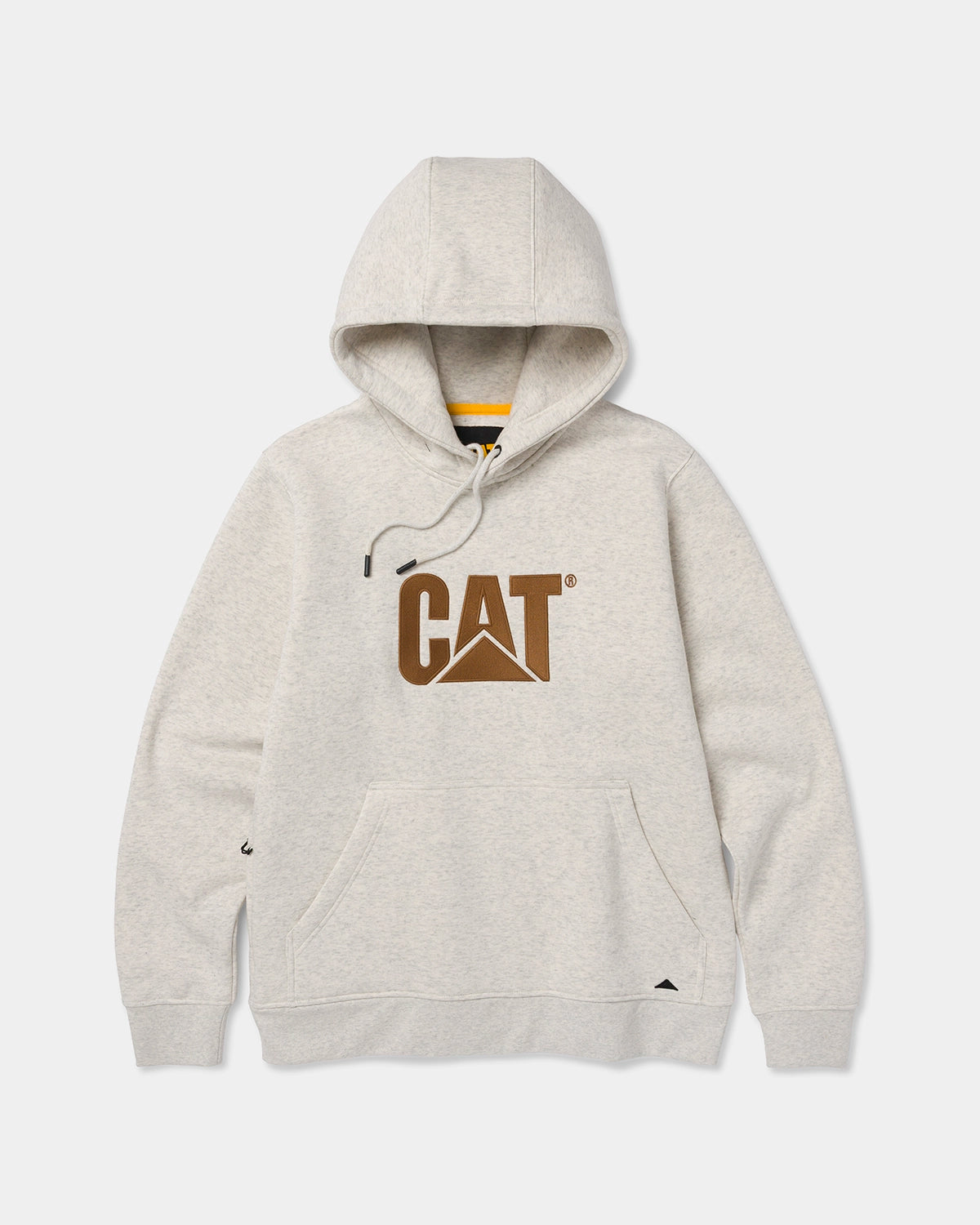CAT workwear men's heavyweight trademark hoodie cream heather front