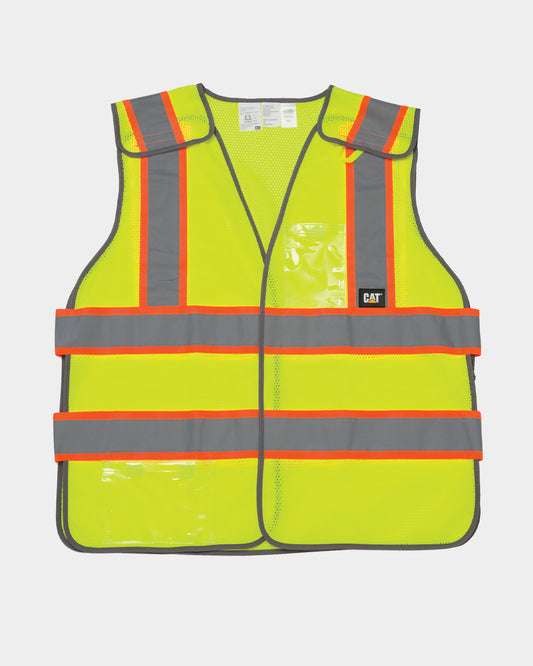 Cat Workwear Men's Hi-Vis 5 Point Breakaway Safety Vest HiVis Yellow Front