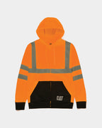 Men's Hi-Vis Full Zip Colorblock Hoodie Hi-Vis Orange Front,color:Hi-Vis Orange