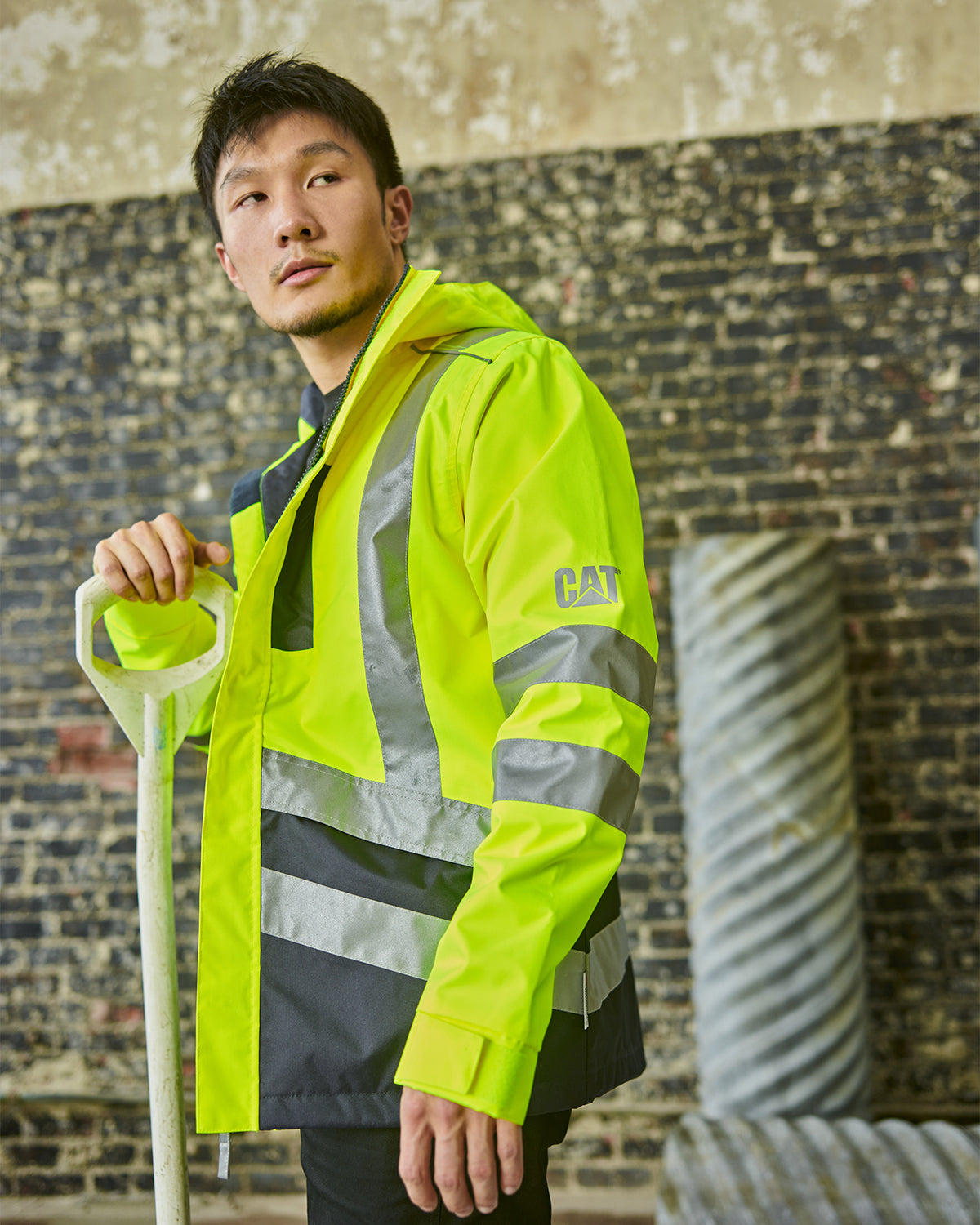 Men s H2O Hi Vis Waterproof Jacket CAT WORKWEAR Caterpillar Workwear