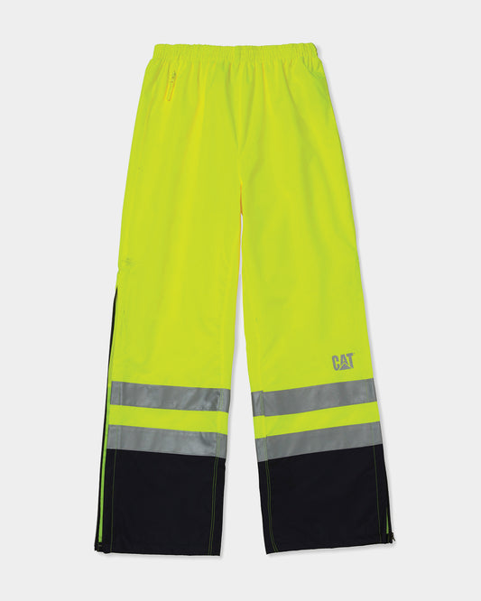 Cat Workwear Men's HiVis Waterproof Pants Hi-Vis Yellow Front With Logo