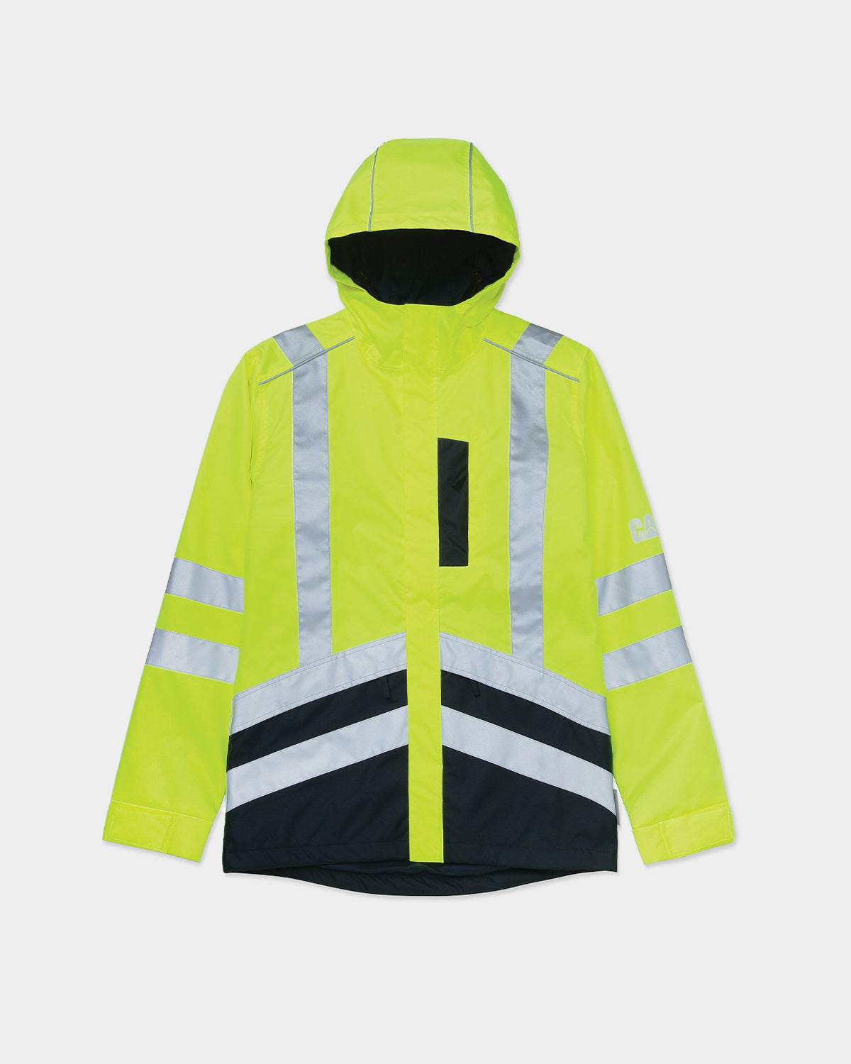 Cat Workwear Men's Hi-Vis Waterproof Rain Jacket HiVis Yellow Front