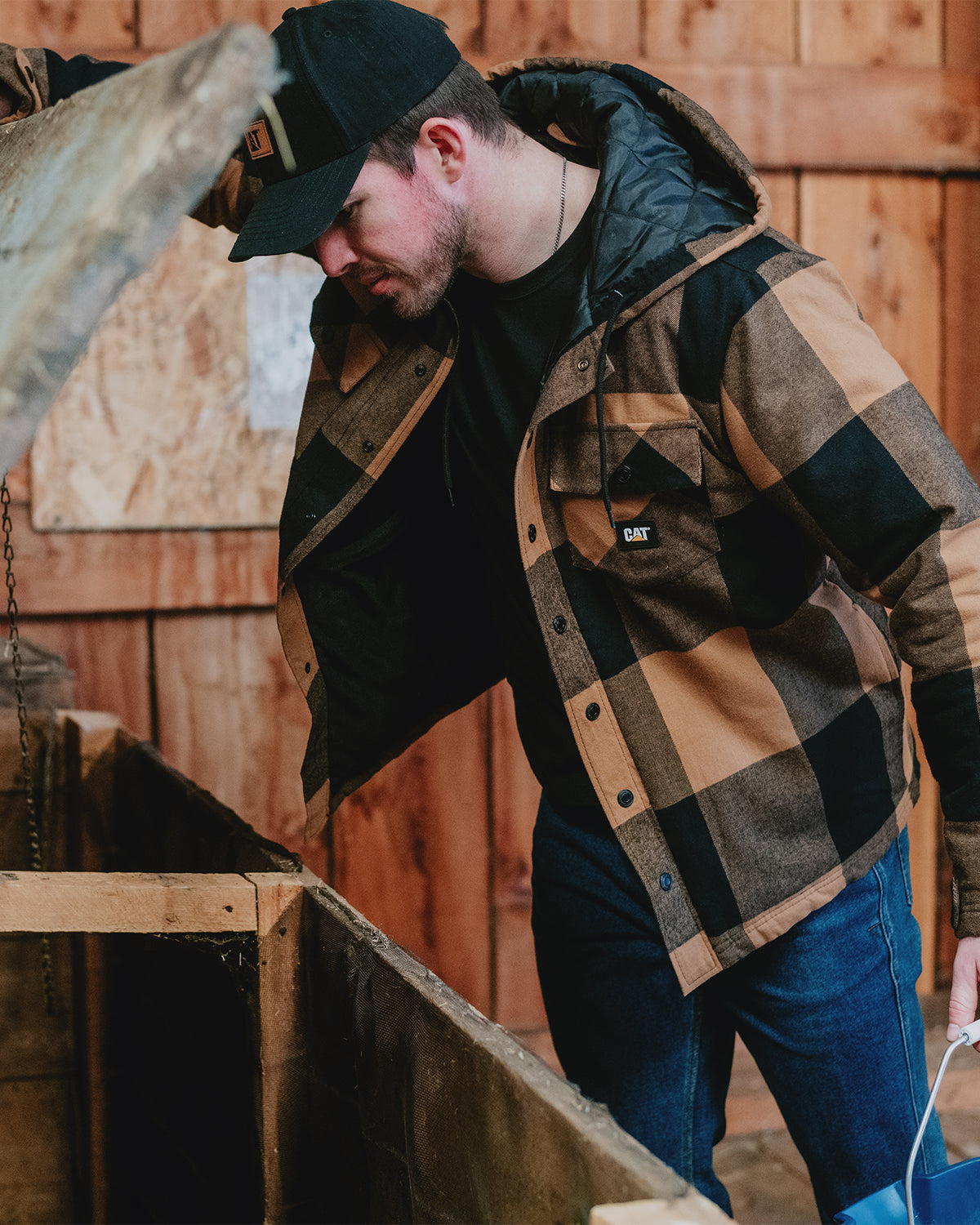 Mens hooded flannel online