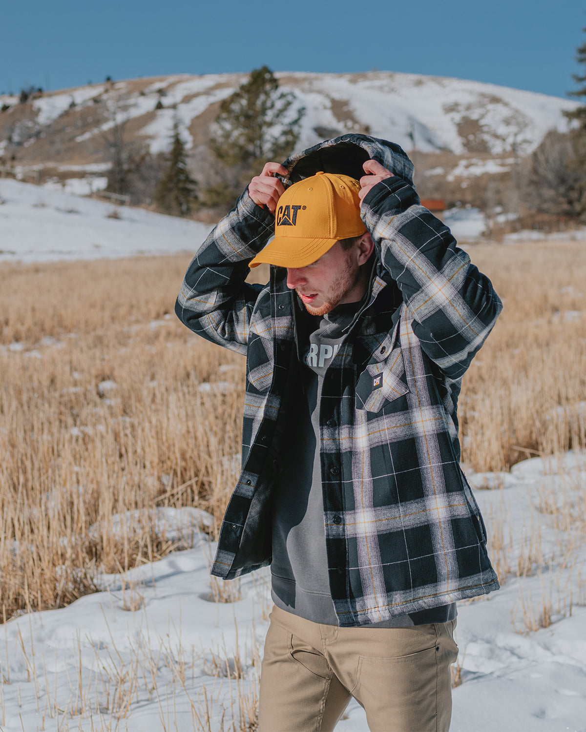 MEN'S HOODED FLANNEL SHIRT JAC CAT® WORKWEAR – Caterpillar Workwear