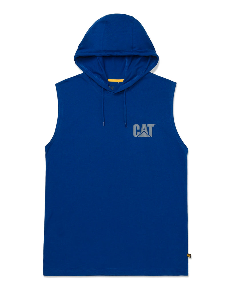 CAT Workwear Men's Hooded Sleeveless T-Shirt Bright Blue Front