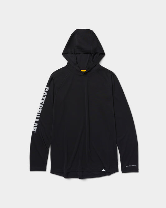 CAT Workwear Men's Lightweight Cooling Hooded Long Sleeve Tee Black Front