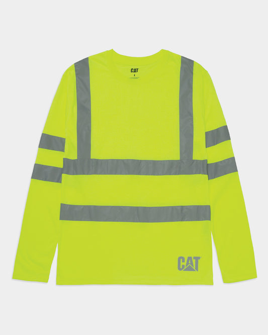 Cat Workwear Men's Long Sleeve Hi-Vis Class III T-Shirt HiVis Yellow Front