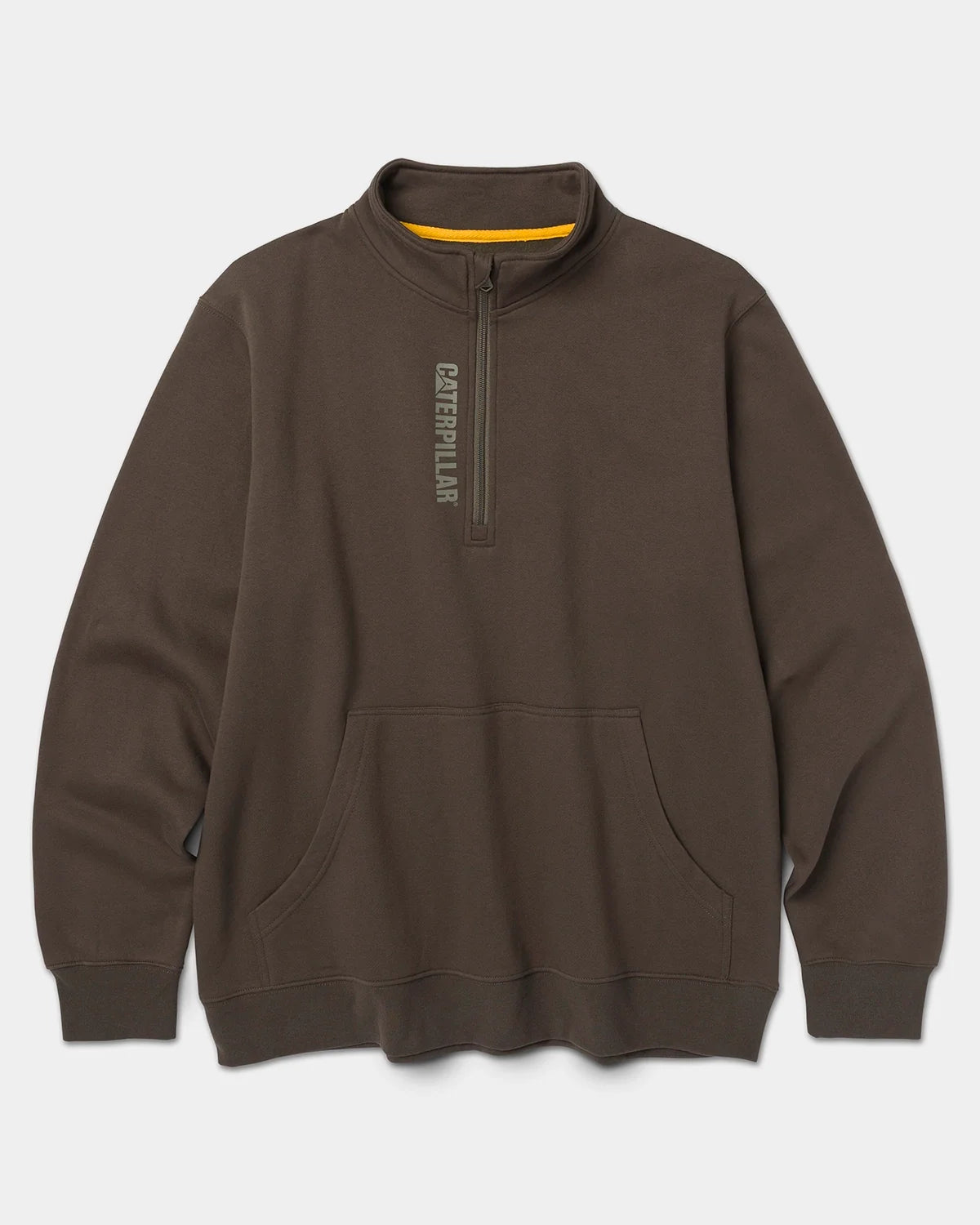 CAT workwear men's midweight quarter zip sweatshirt army moss front