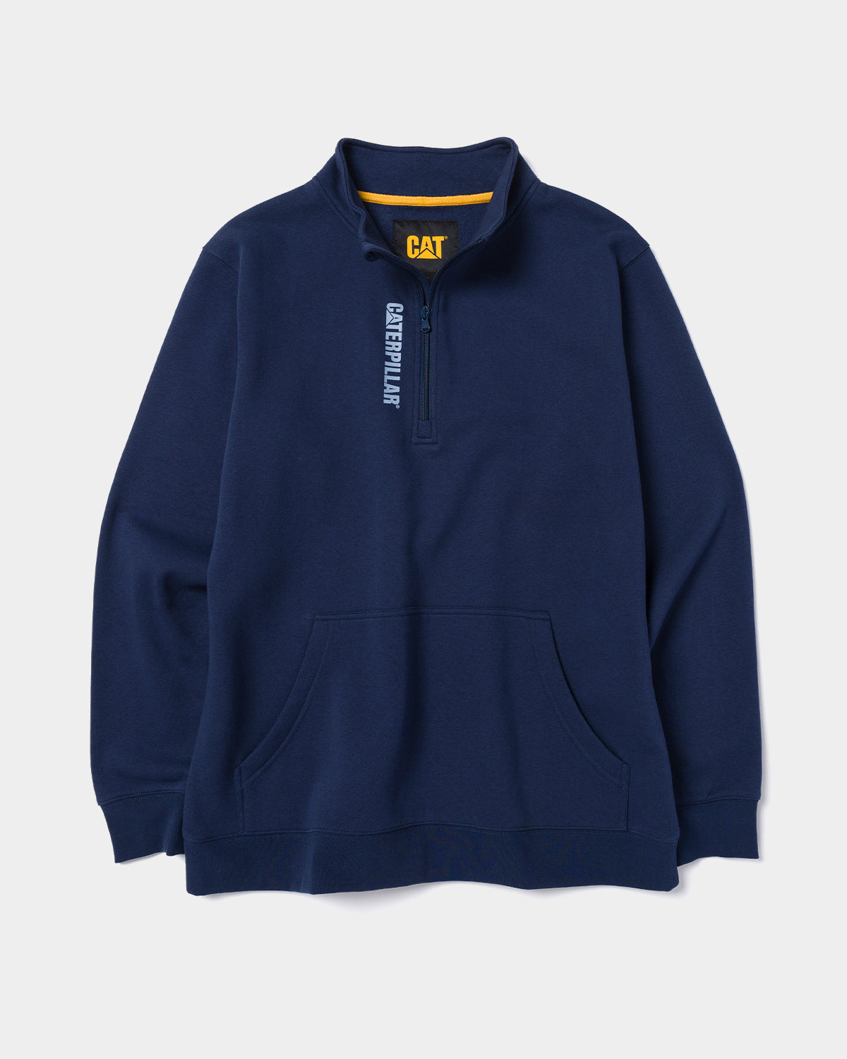 Cat workwear mens midweight quarter zip sweatshirt detroit blue front