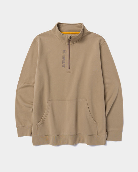 Cat workwear mens midweight quarter zip sweatshirt khaki front