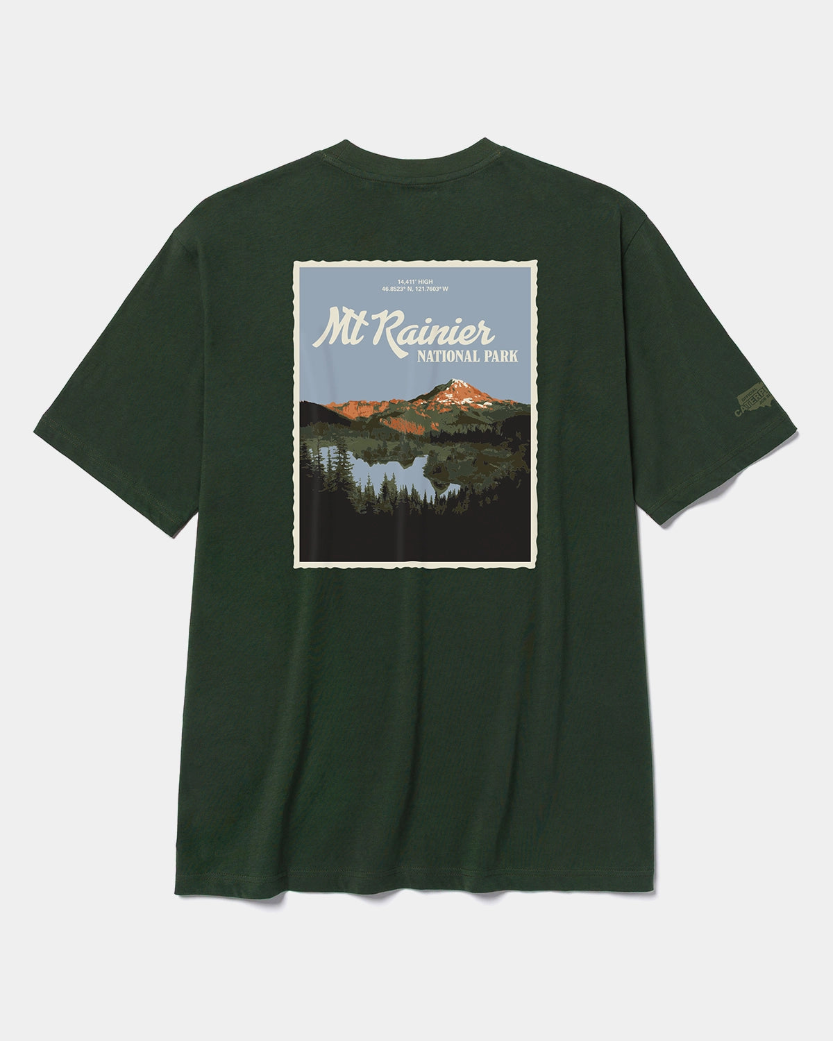 CAT workwear men's mt rainier graphic t-shirt forest green back