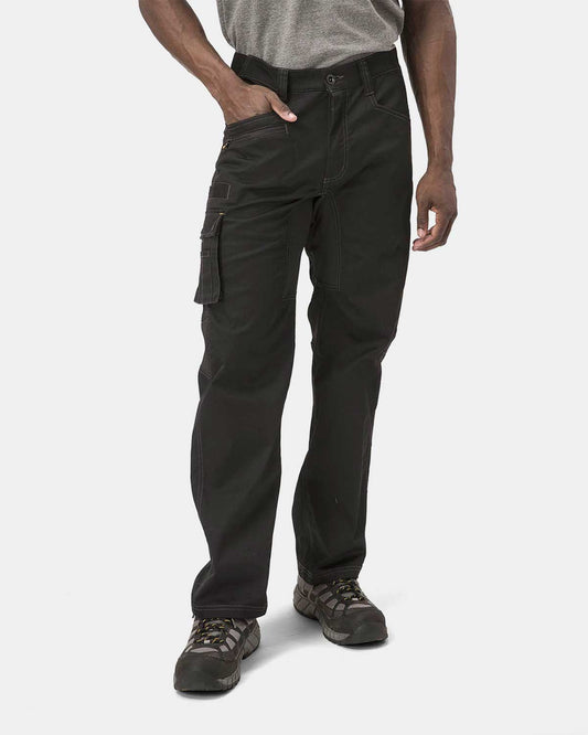Cat Workwear Men's Operator Flex Pants Black On Model Front, color:Black