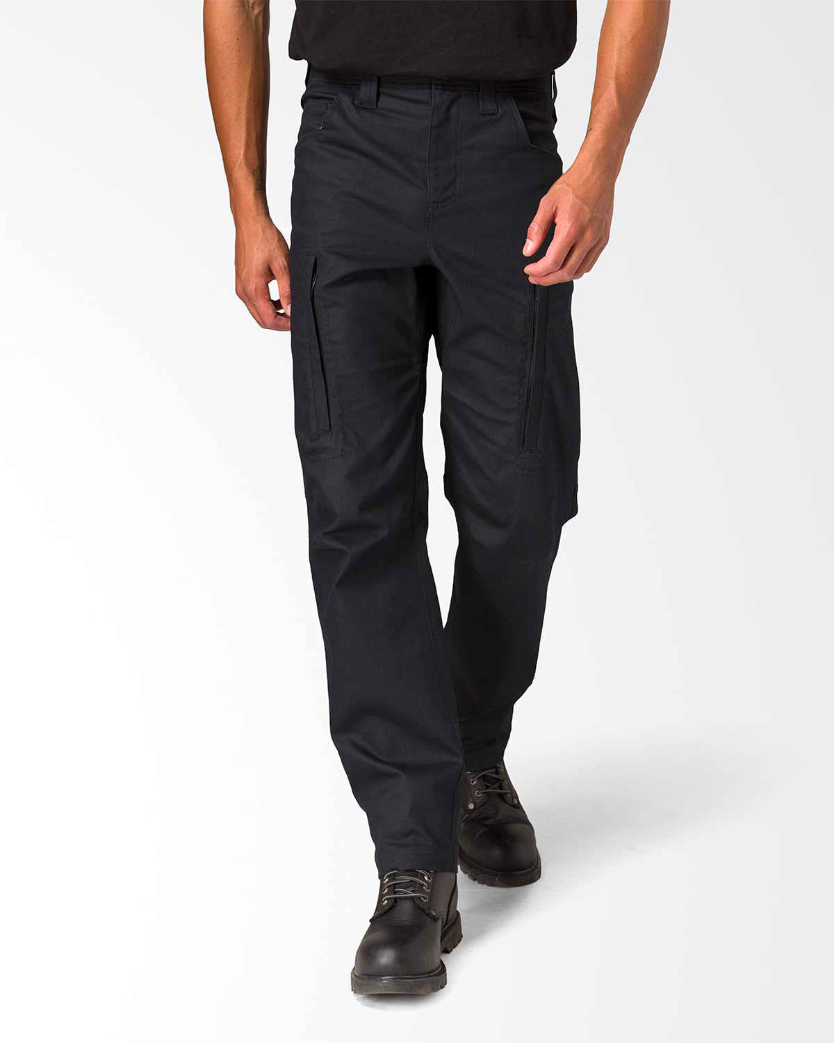 Cat workwear men's operator work pant black on model front, color: Black