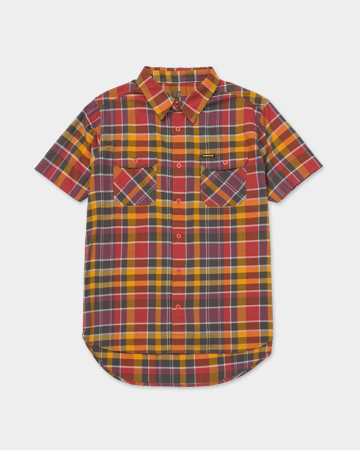 Cat Workwear Men's Plaid Work Shirt Burnt Ochre Front