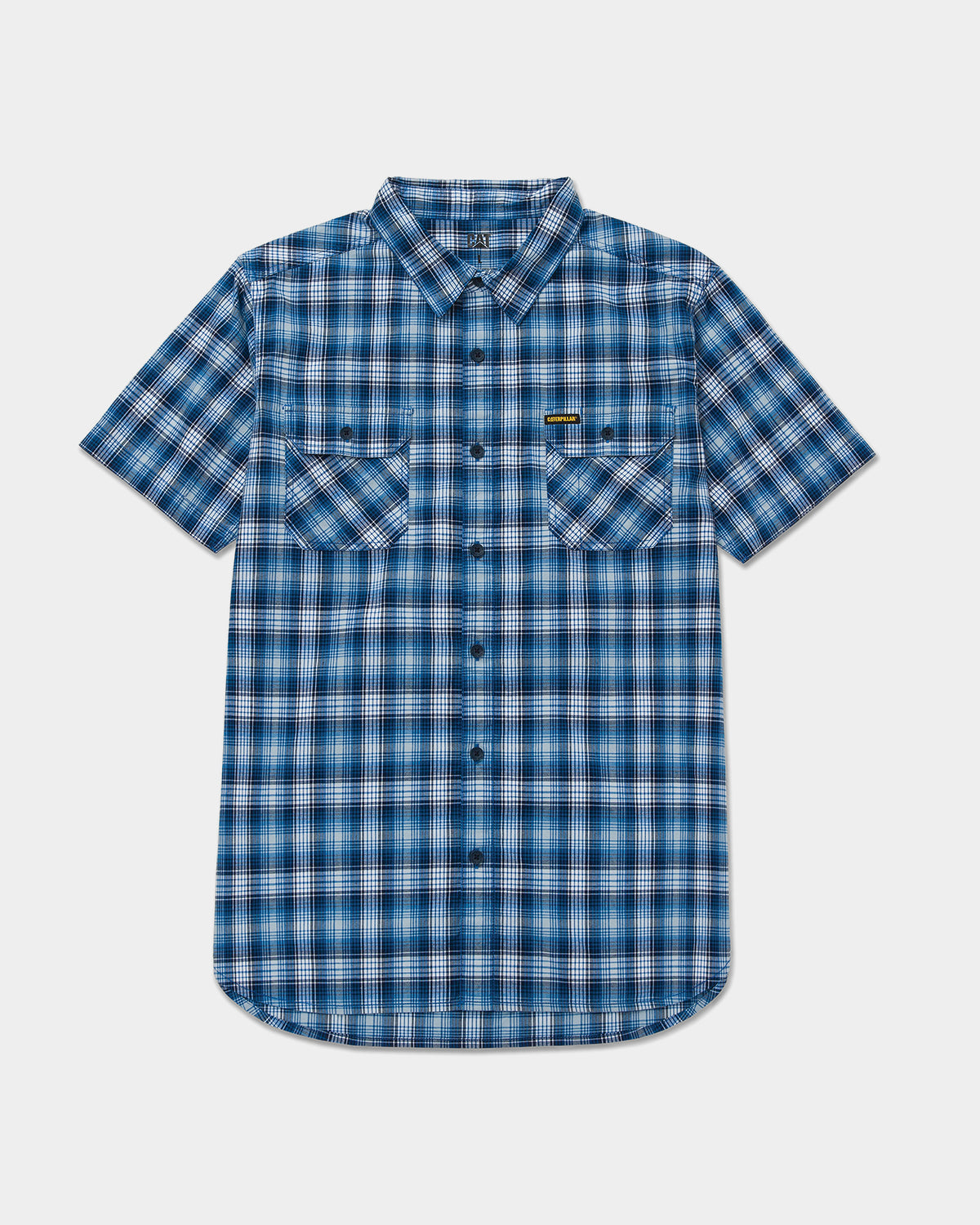 Cat Workwear Men's Plaid Work Shirt Detroit Blue Memphis Blue Front