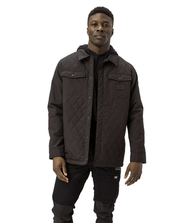 CAT Workwear Men's Quilted Ripstop Shirt Jacket Black Front