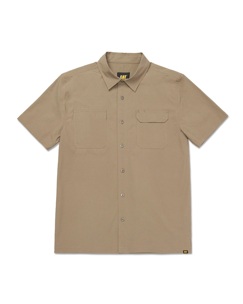 Cat workwear men's ripstop short sleeve work shirt khaki front