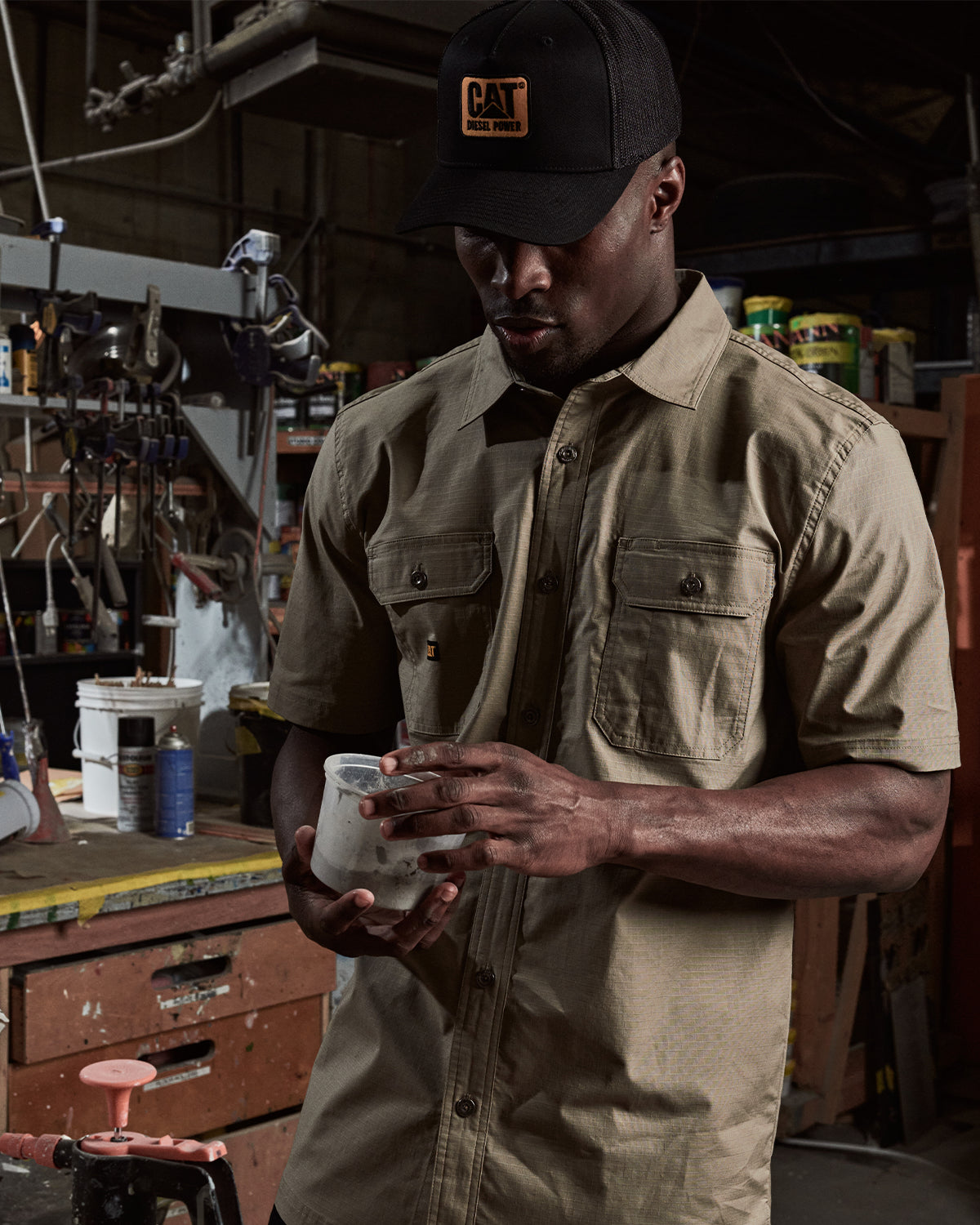 caterpillar dress shirts Caterpillar Utility SS Shirt dusty olive for men