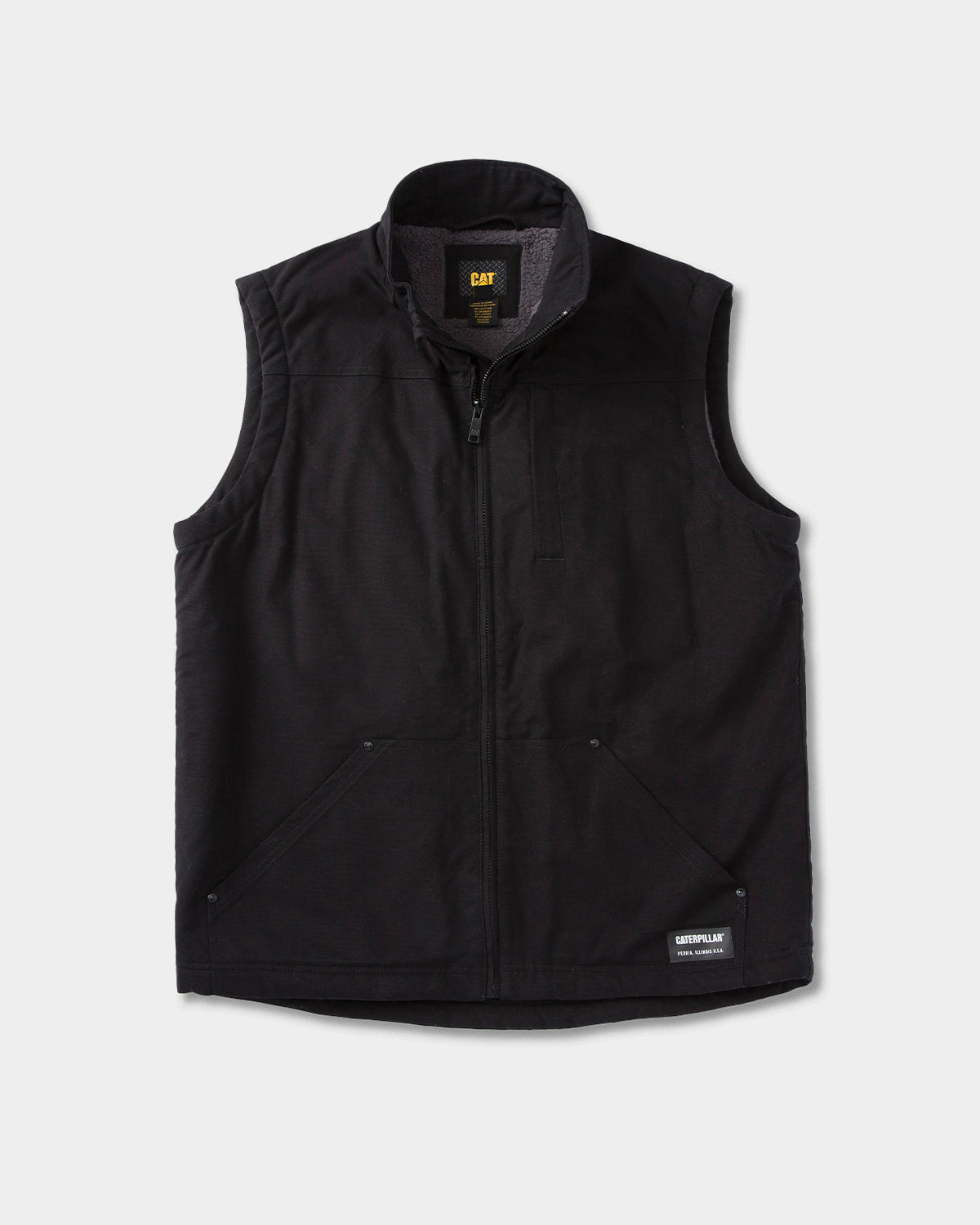 Cat Workwear MEN'S SHERPA LINED VEST Black Front