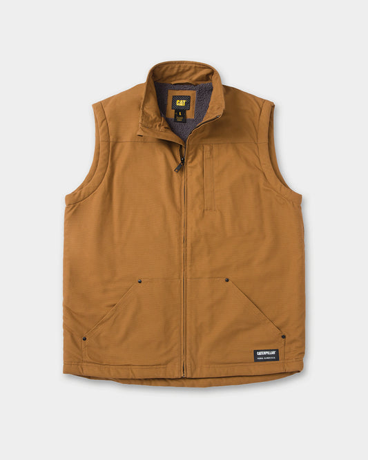 Cat Workwear MEN'S SHERPA LINED VEST Bronze Front