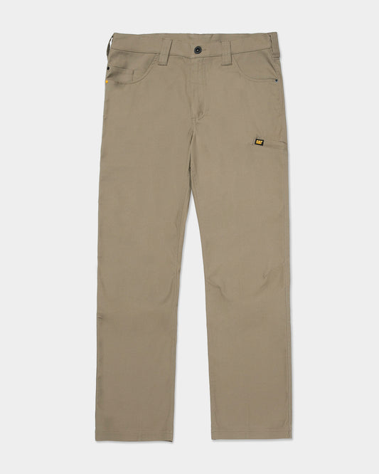 Cat Workwear Men's Stretch Canvas Utility Work Pants Straight Fit Khaki Front,color:Khaki