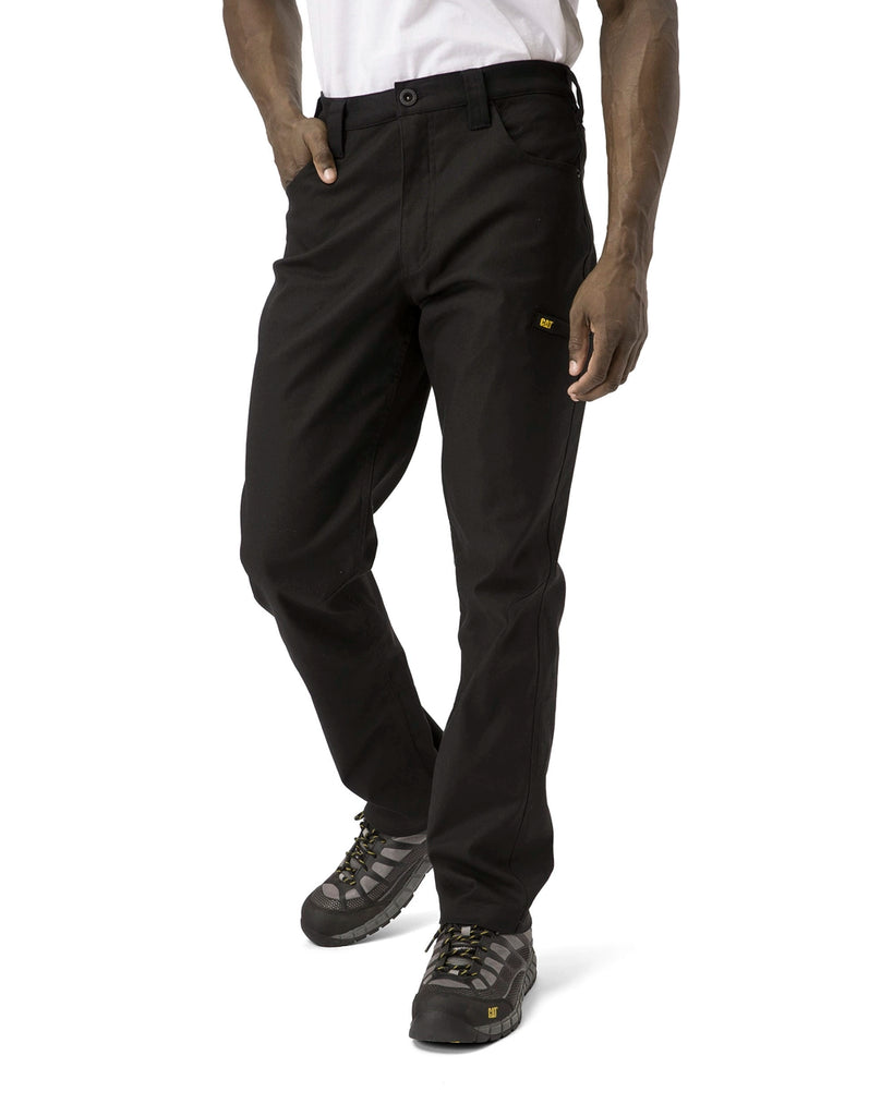 CAT WORKWEAR Men's Stretch Canvas Utility Work Pants - Straight Fit Black Front Left