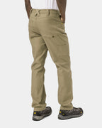 Cat Workwear Men's Stretch Canvas Utility Work Pants Straight Fit Khaki on model back, color:Khaki