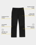 CAT workwear men's stretch canvas utility pants feature callouts