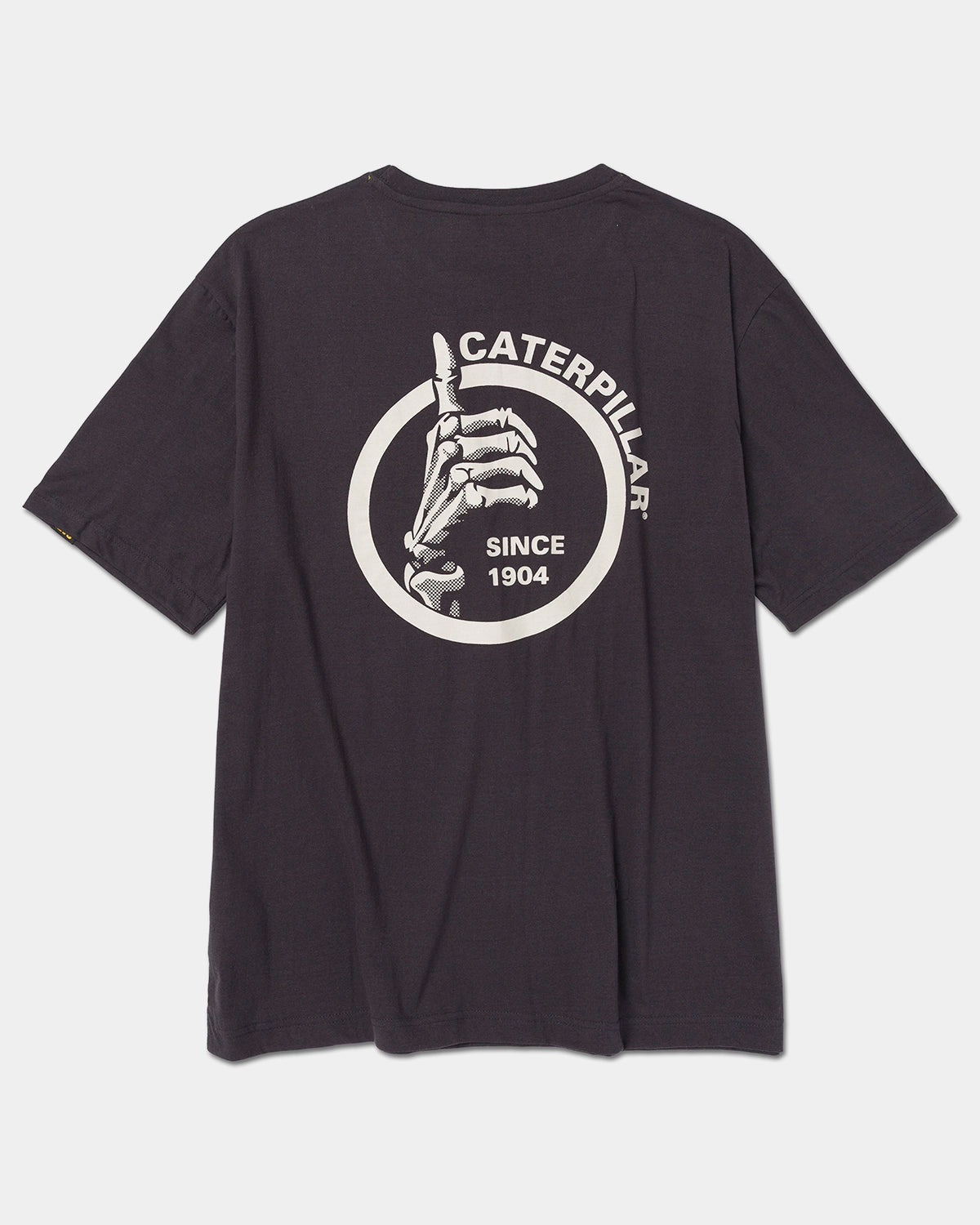 CAT workwear men's thumbs up basic graphic t-shirt washed black vanilla back